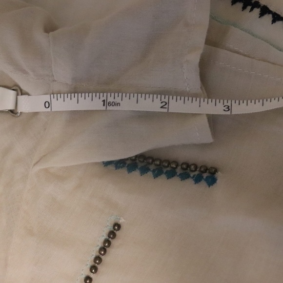 Chloe Oliver Cream 100% Cotton Blue Embroidery Halter Neckline Romper Shorts - Picture 11 of 15